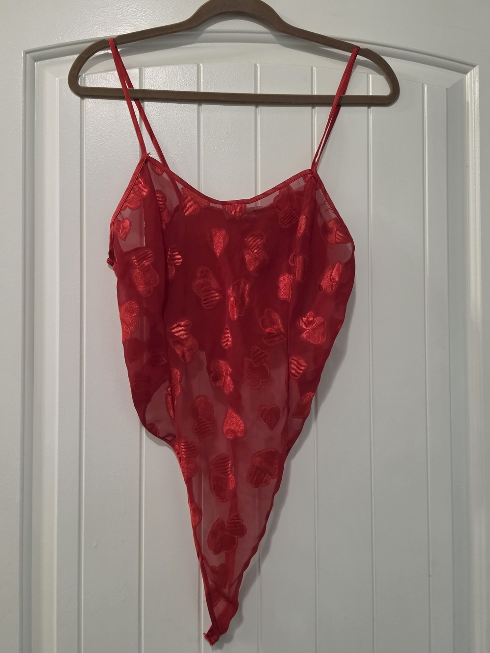 VTG Seductive Wear by Cinema Etoile Sheer Red Unlined Thong Teddy